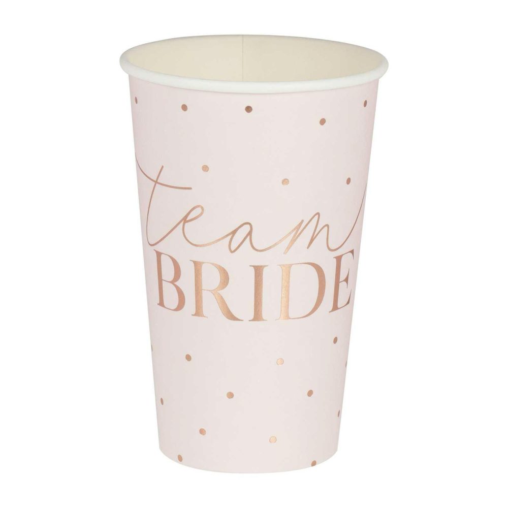 Paper Cups |   Rose Gold Team Bride Large Bachelorette Party Cups Paper Cups Paper Cups