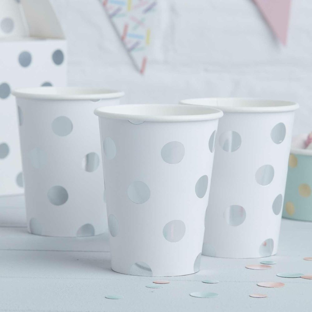 Paper Cups |   Silver Foiled Polka Dot Paper Cups – Pick & Mix Paper Cups Paper Cups