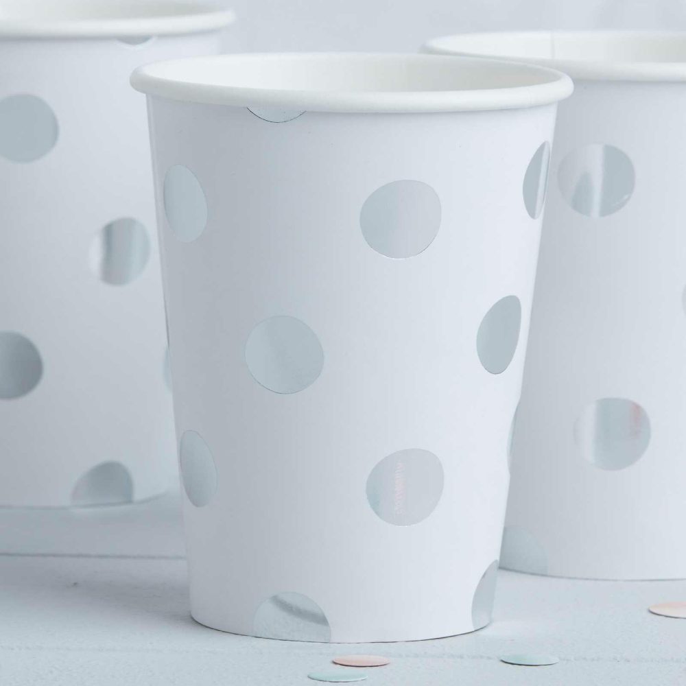 Paper Cups |   Silver Foiled Polka Dot Paper Cups – Pick & Mix Paper Cups Paper Cups