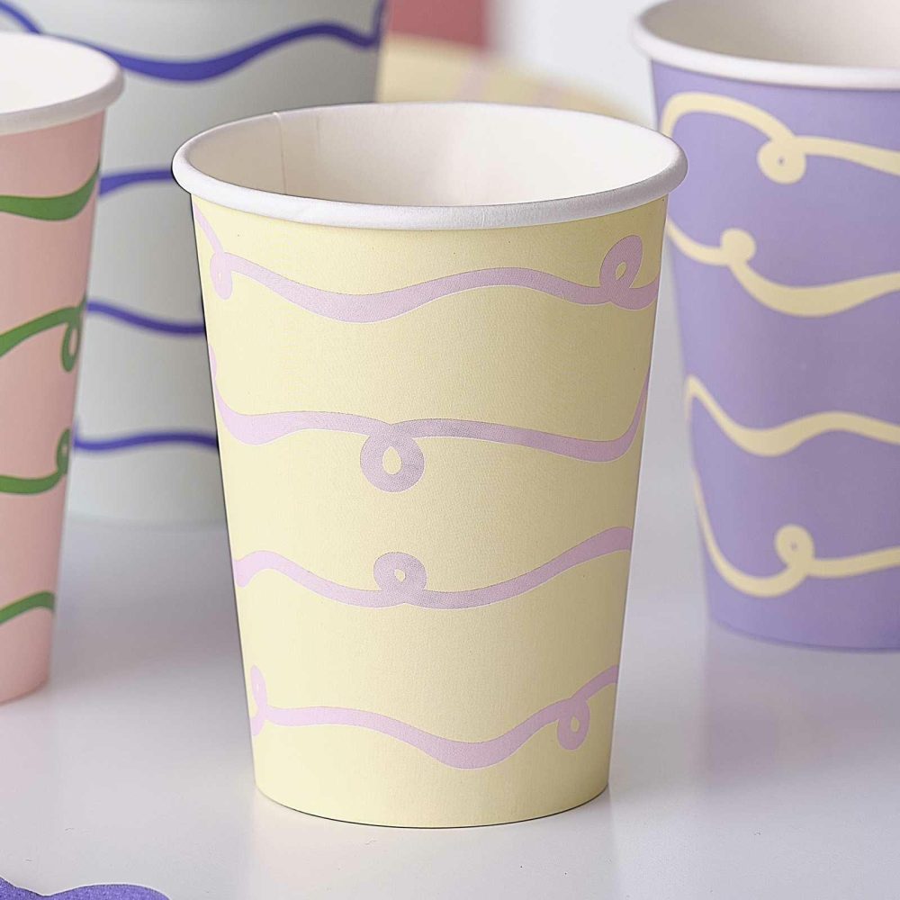 Paper Cups |   Wavy Pastel Party Cups Paper Cups Paper Cups