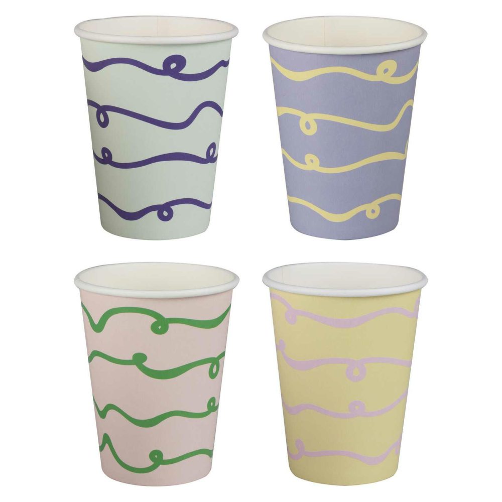 Paper Cups |   Wavy Pastel Party Cups Paper Cups Paper Cups