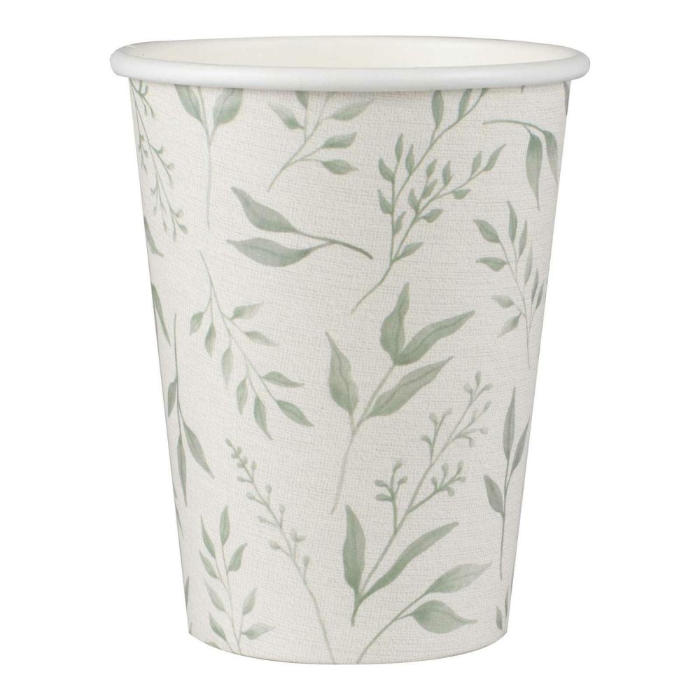 Paper Cups |   White And Green Christening Paper Cups Paper Cups Paper Cups