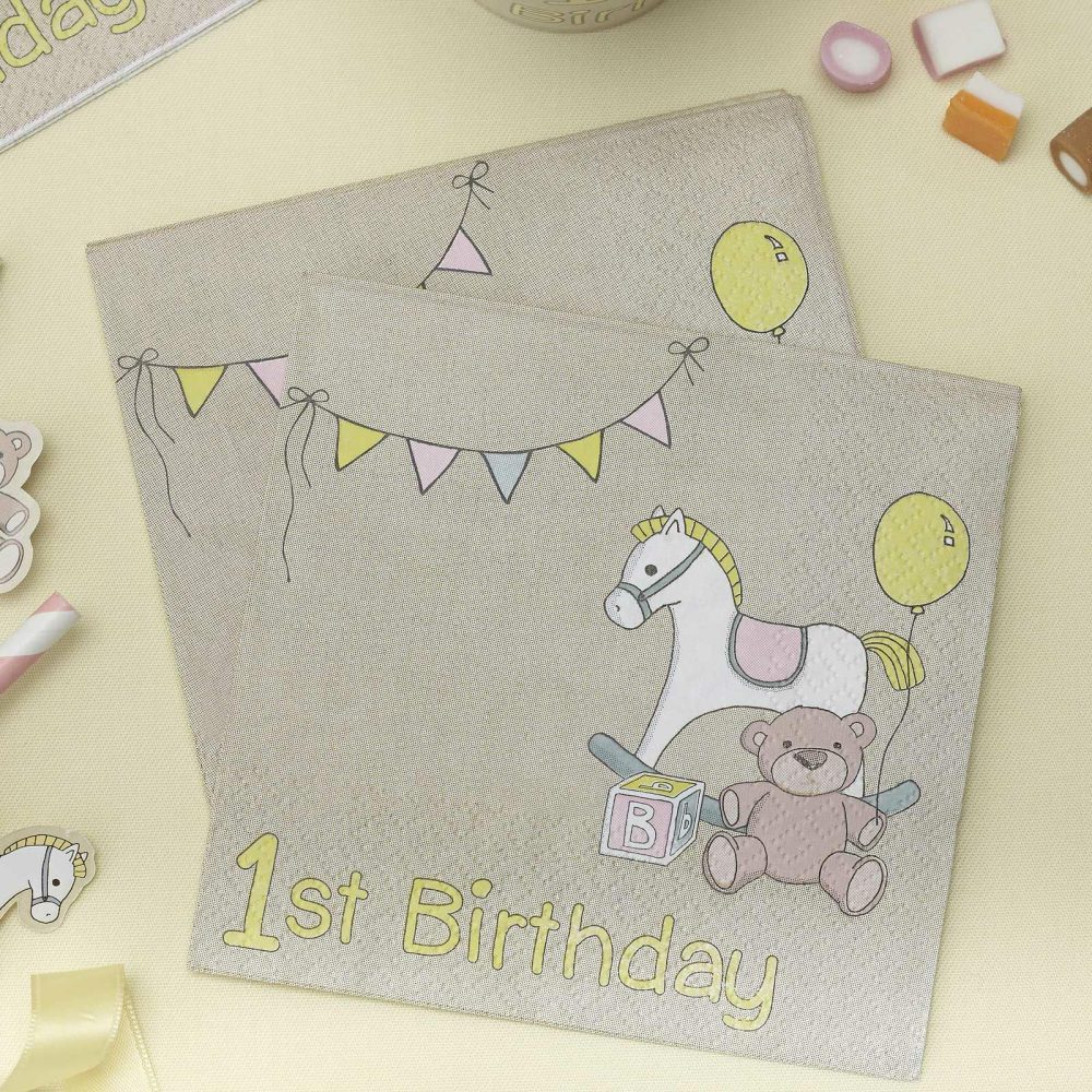 Paper Napkins |   1St Birthday Napkins – Rock-A-Bye Paper Napkins Paper Napkins