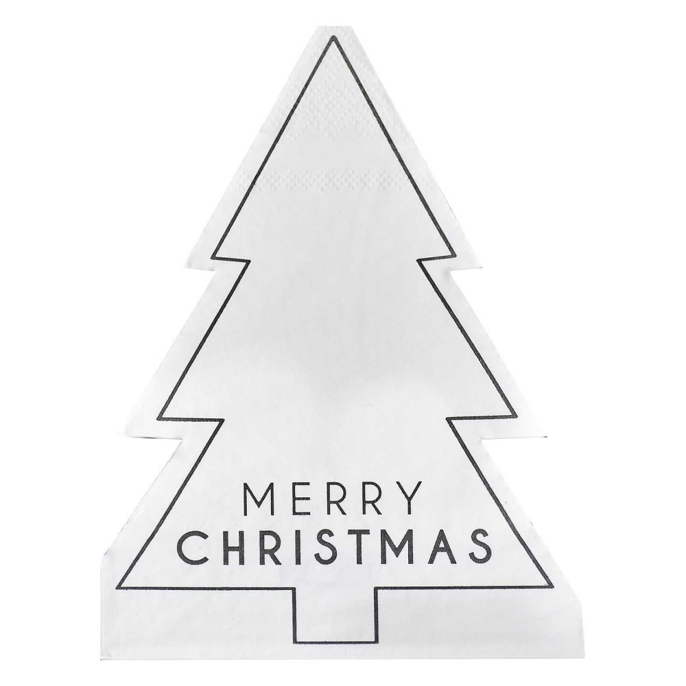 Paper Napkins |   Black And White Merry Christmas Napkins Paper Napkins Paper Napkins