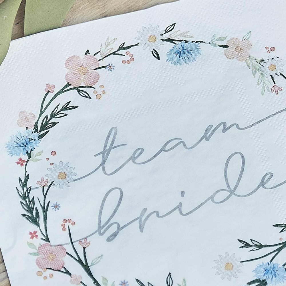 Paper Napkins |   Boho Floral Eco Team Bride Bachelorette Party Napkin Paper Napkins Paper Napkins