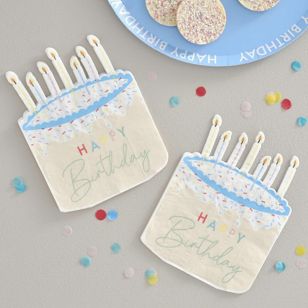 Paper Napkins |   Cake Shaped Happy Birthday Paper Napkins Paper Napkins Paper Napkins