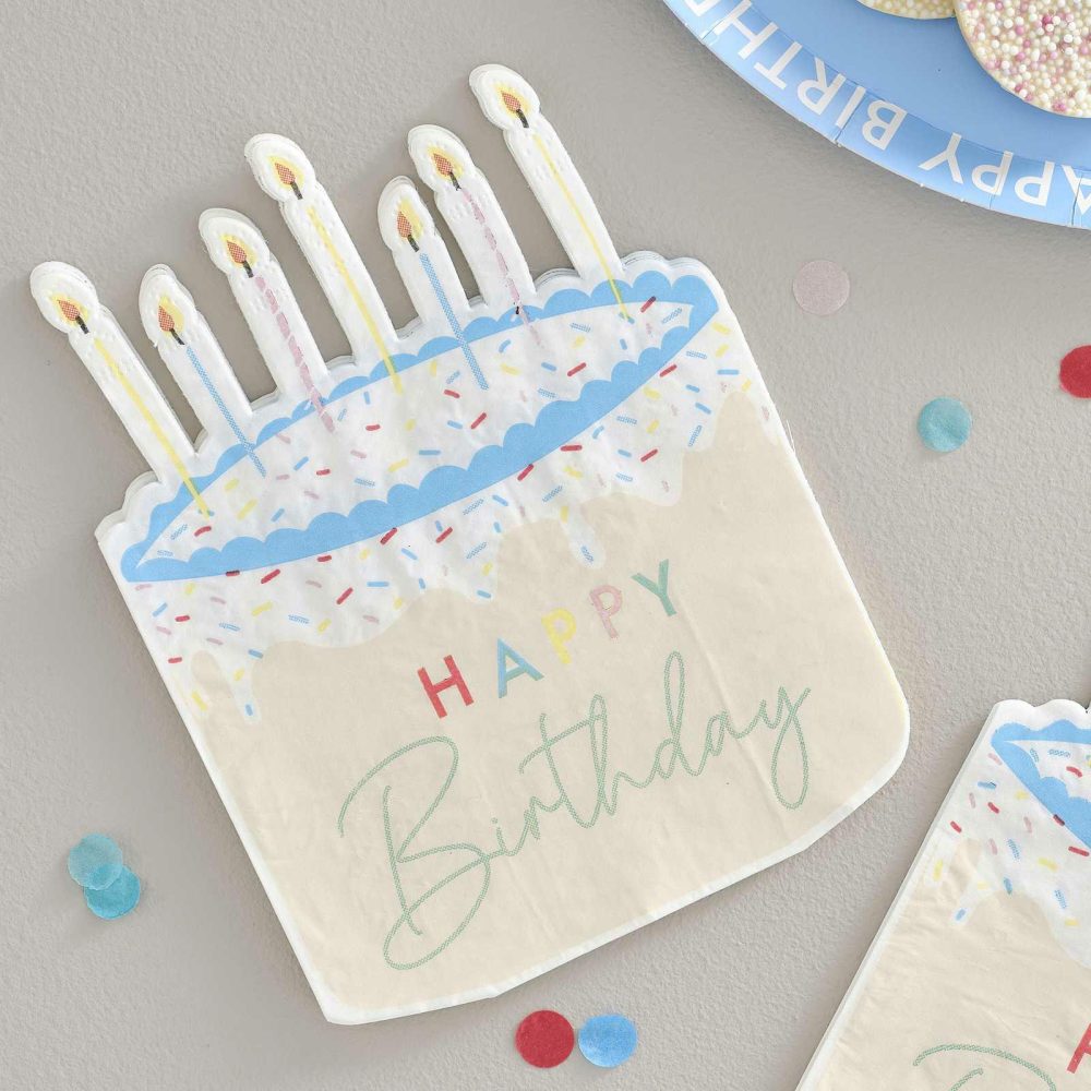 Paper Napkins |   Cake Shaped Happy Birthday Paper Napkins Paper Napkins Paper Napkins