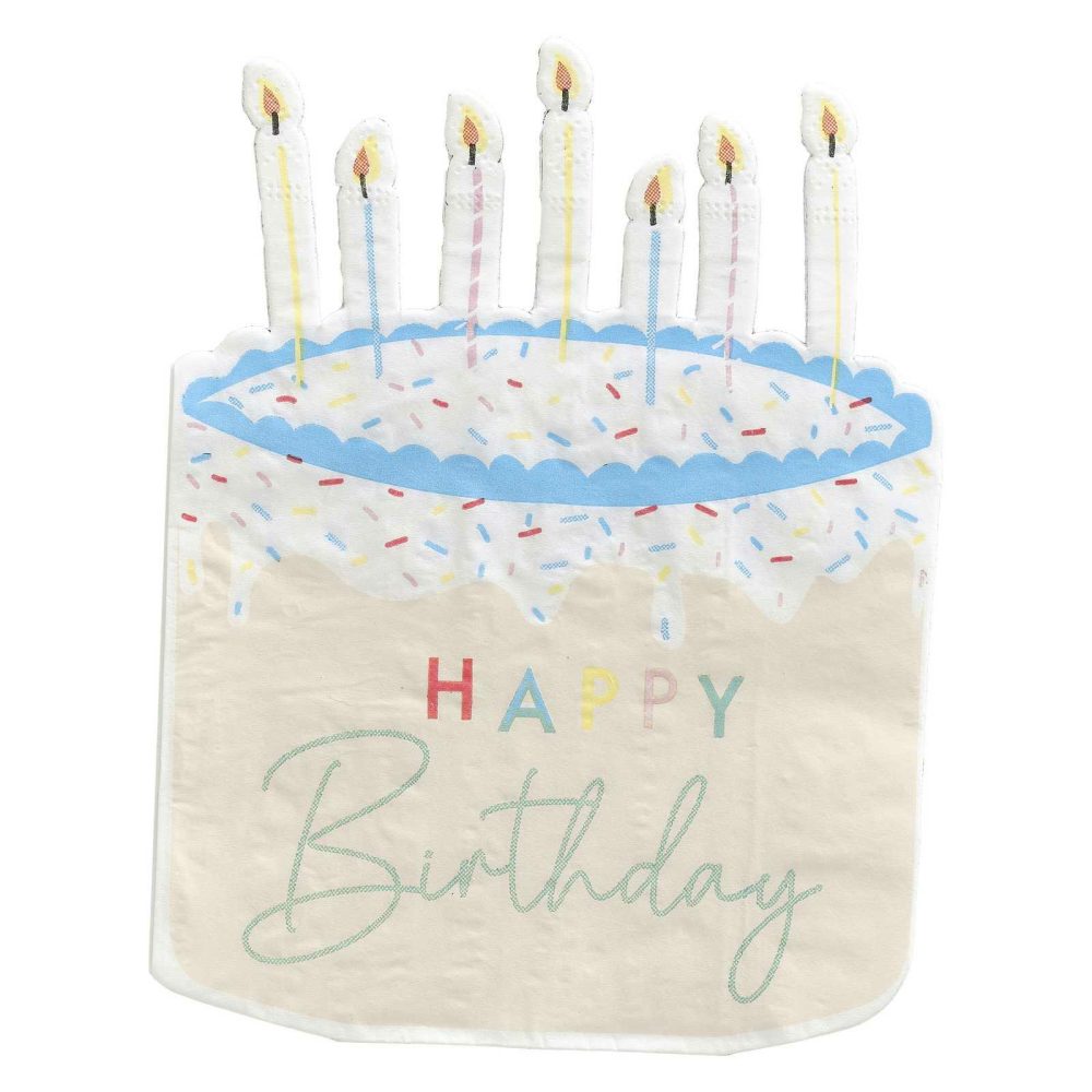 Paper Napkins |   Cake Shaped Happy Birthday Paper Napkins Paper Napkins Paper Napkins