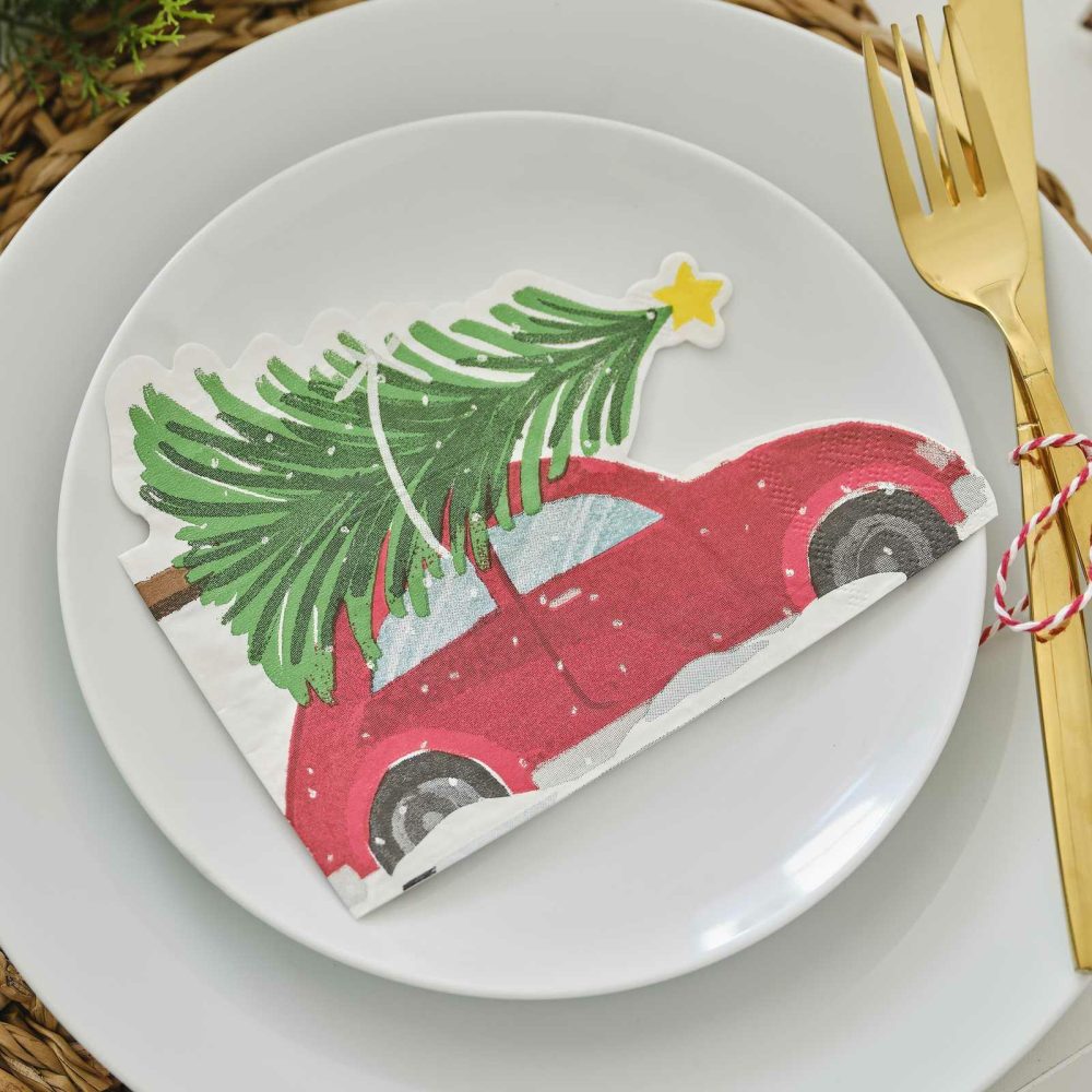 Paper Napkins |   Festive Car Paper Christmas Napkins Paper Napkins Paper Napkins