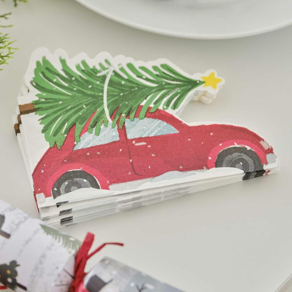 Paper Napkins |   Festive Car Paper Christmas Napkins Paper Napkins Paper Napkins