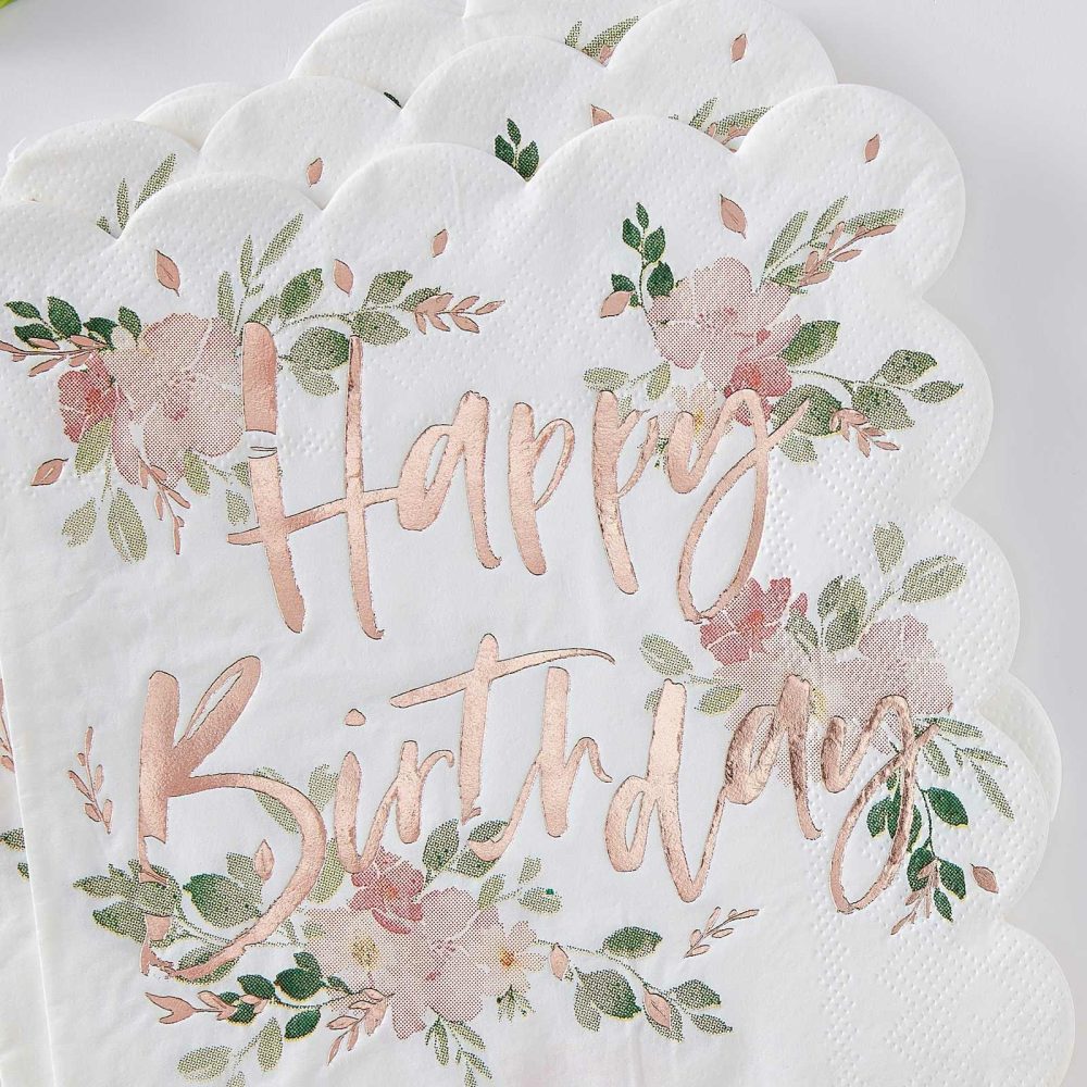 Paper Napkins |   Floral Happy Birthday Napkins Paper Napkins Paper Napkins