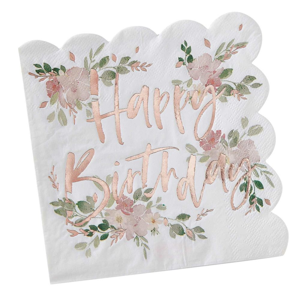 Paper Napkins |   Floral Happy Birthday Napkins Paper Napkins Paper Napkins