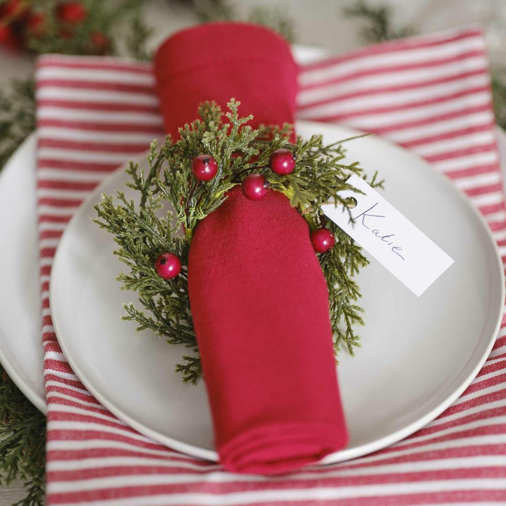 Paper Napkins |   Foliage And Berry Christmas Napkin Rings Paper Napkins Paper Napkins