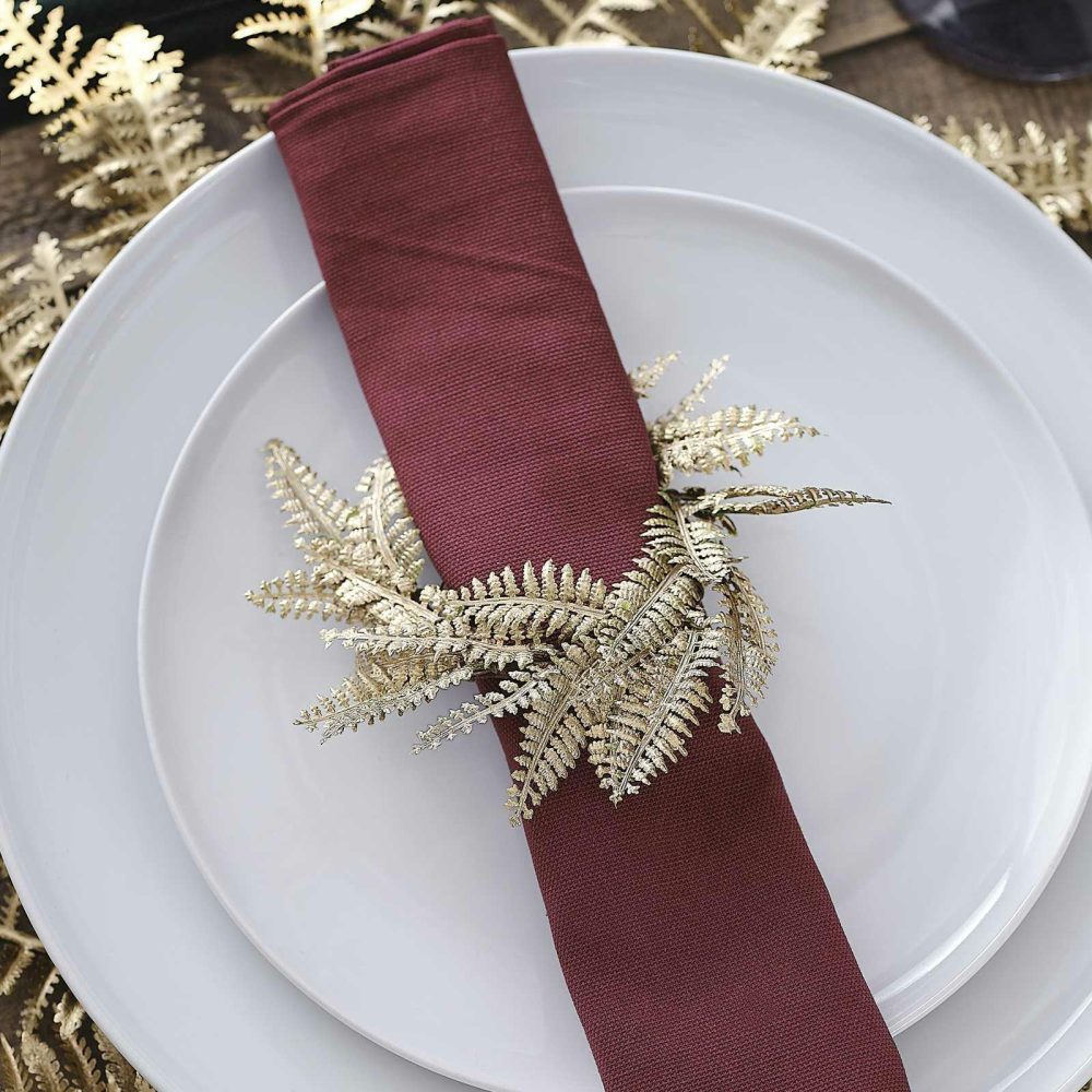 Paper Napkins |   Gold Fern Wreath Christmas Table Napkin Rings Paper Napkins Paper Napkins