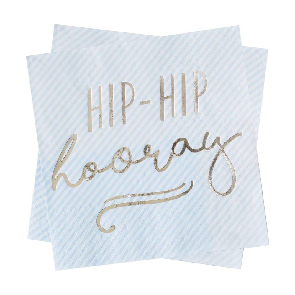 Paper Napkins |   Gold Foiled Hip Hip Hooray Blue Paper Napkins Paper Napkins Paper Napkins