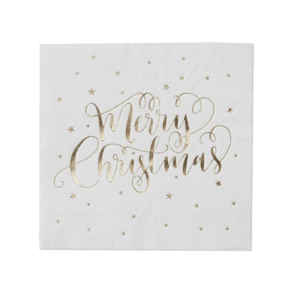 Paper Napkins |   Gold Foiled Merry Christmas Napkins Paper Napkins Paper Napkins