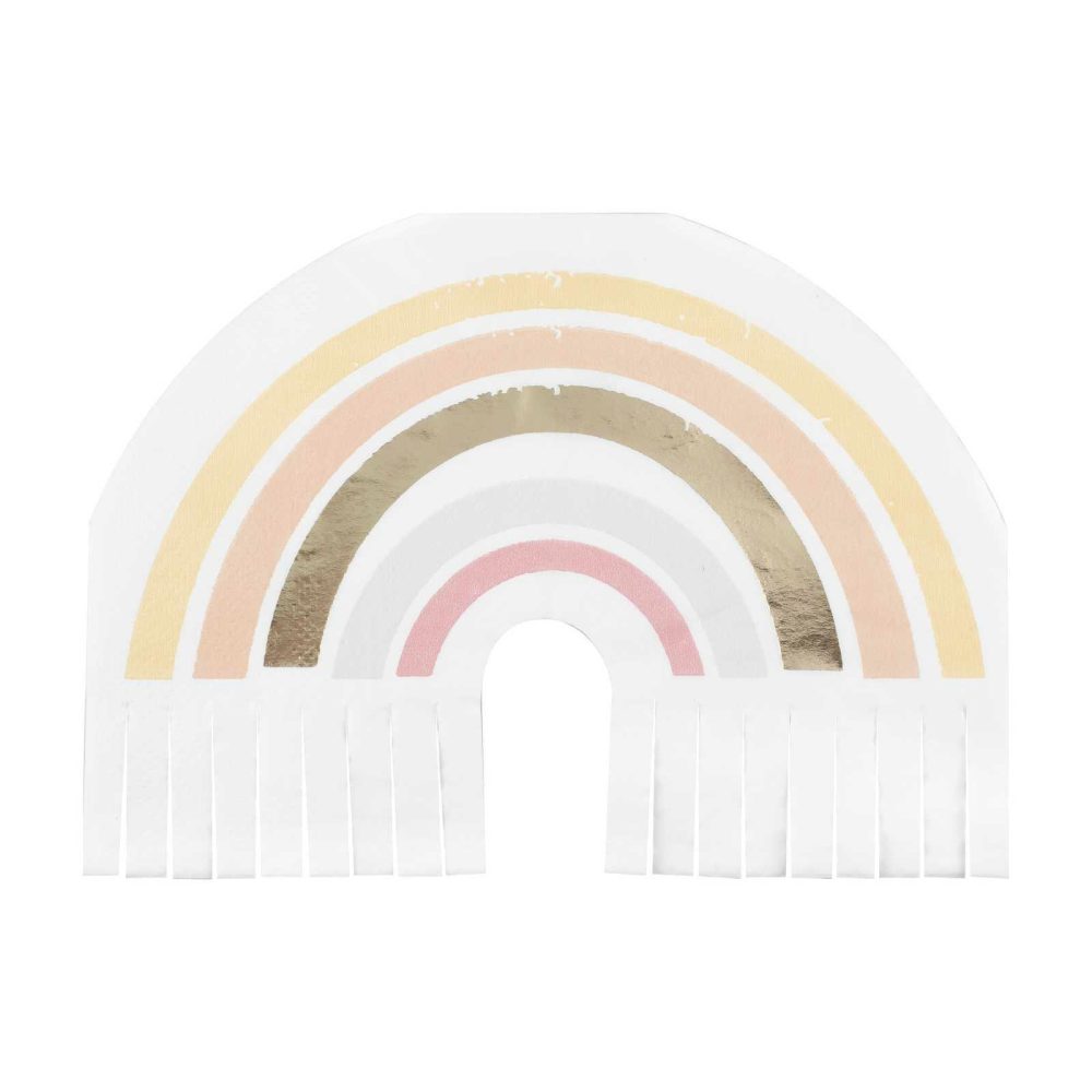 Paper Napkins |   Gold Foiled Natural Rainbow Fringe Napkins Paper Napkins Paper Napkins