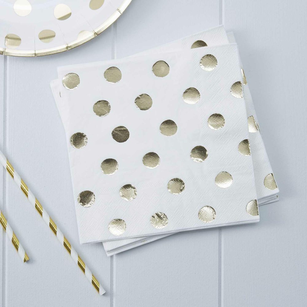 Paper Napkins |   Gold Foiled Polka Dot Party Napkins Paper Napkins Paper Napkins