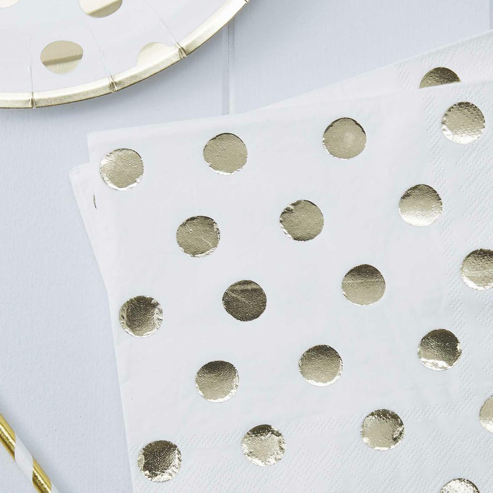 Paper Napkins |   Gold Foiled Polka Dot Party Napkins Paper Napkins Paper Napkins