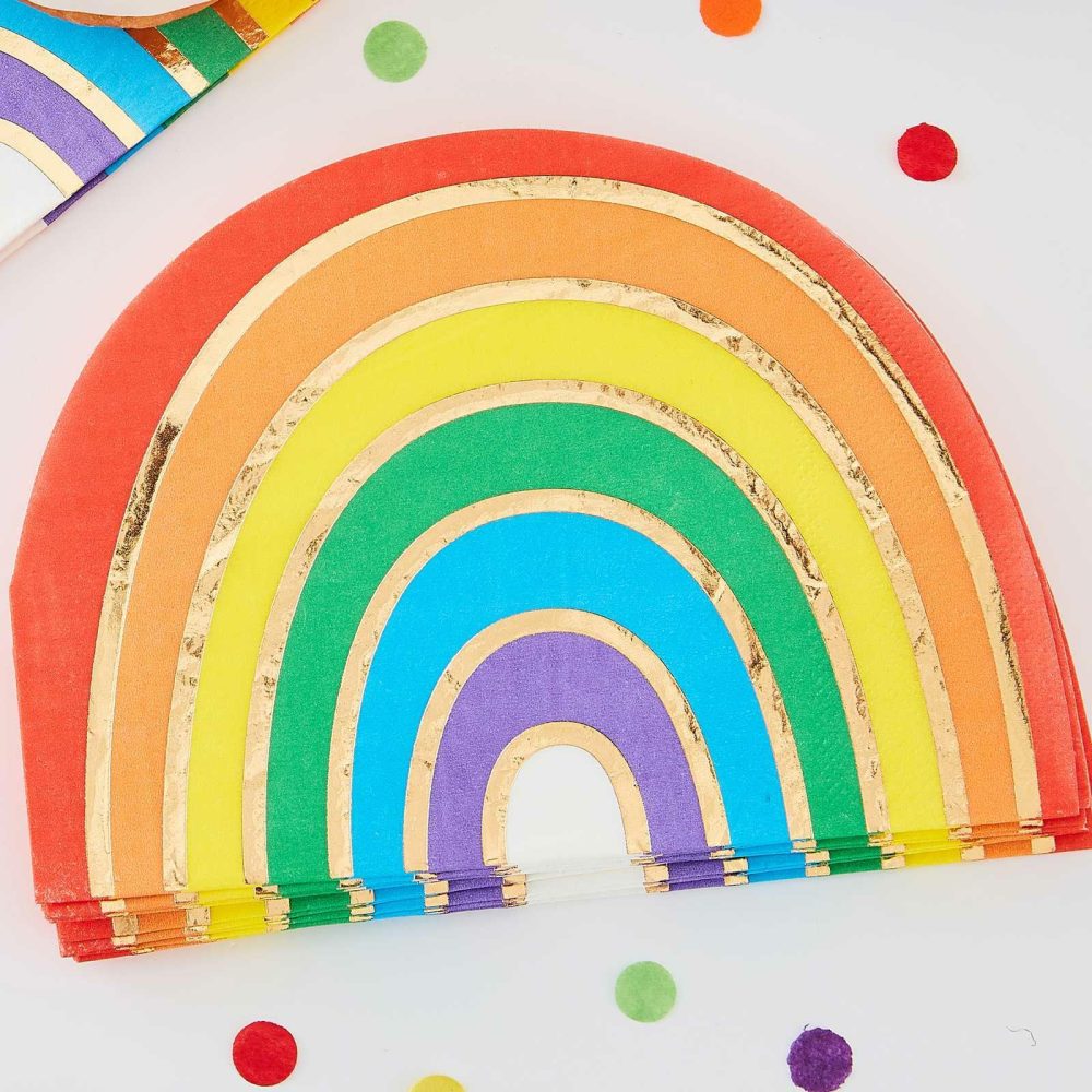 Paper Napkins |   Gold Foiled Rainbow Party Napkins Paper Napkins Paper Napkins