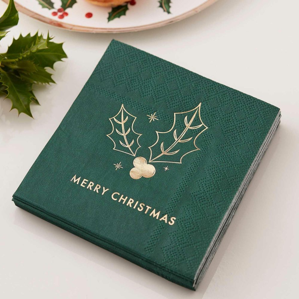 Paper Napkins |   Green Merry Christmas Napkins Paper Napkins Paper Napkins