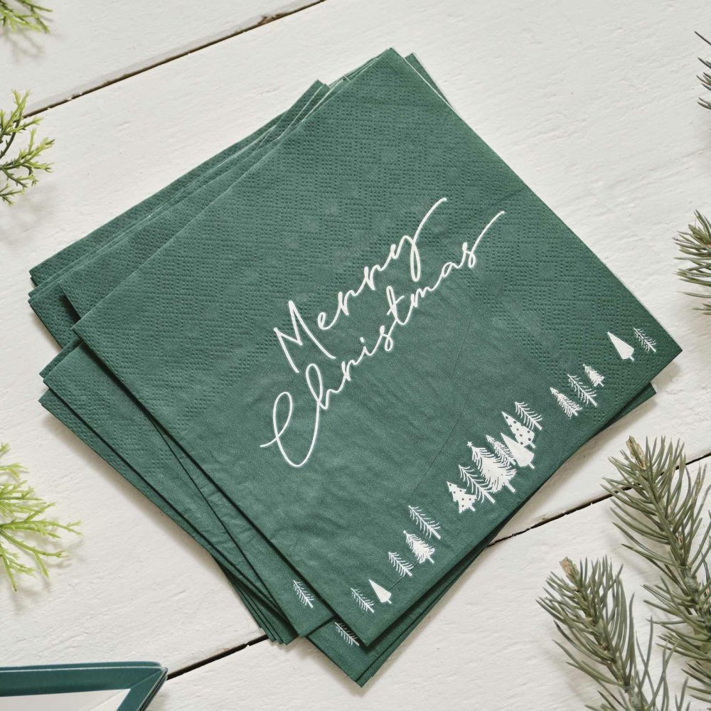 Paper Napkins |   Green Merry Christmas Napkins Paper Napkins Paper Napkins