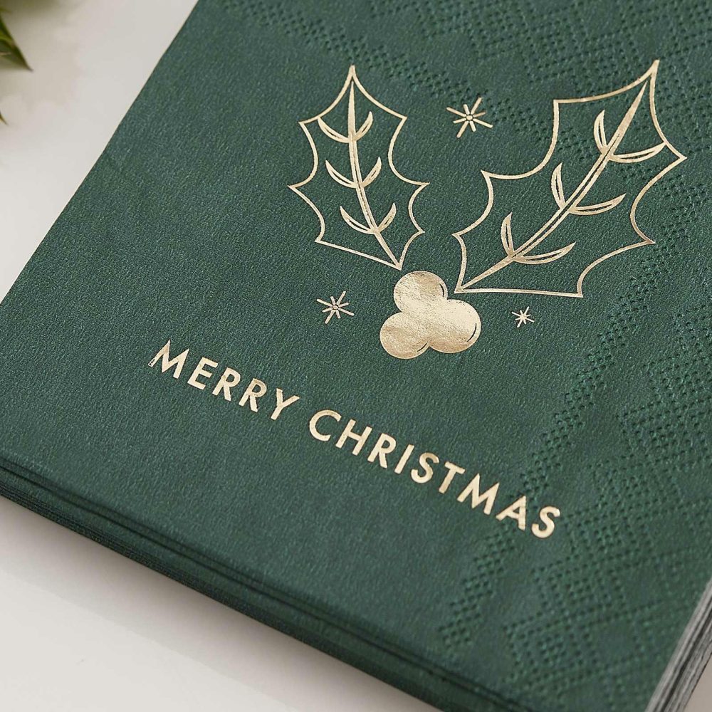 Paper Napkins |   Green Merry Christmas Napkins Paper Napkins Paper Napkins