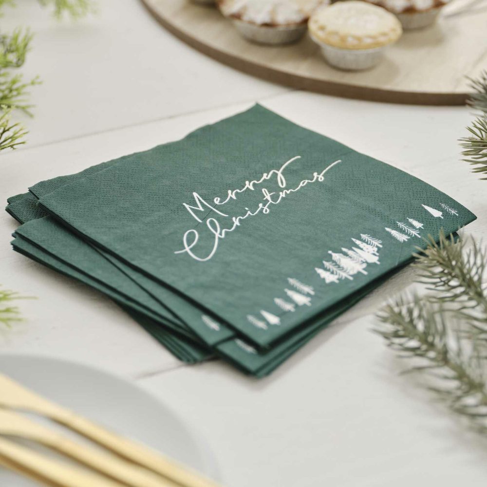 Paper Napkins |   Green Merry Christmas Napkins Paper Napkins Paper Napkins