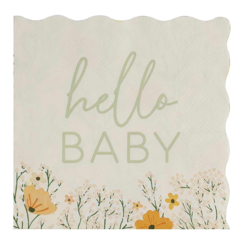 Paper Napkins |   Hello Baby Floral Baby Shower Napkins Paper Napkins Paper Napkins