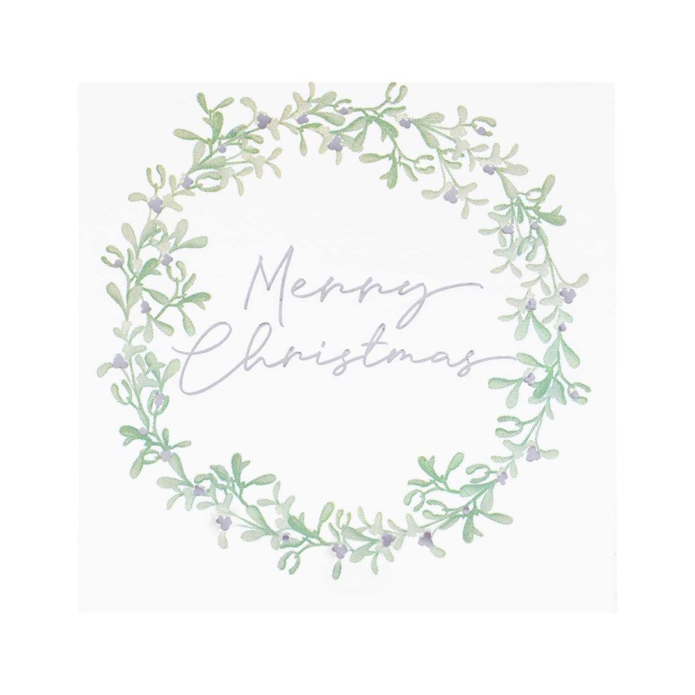 Paper Napkins |   Merry Christmas Mistletoe Wreath Christmas Napkins Paper Napkins Paper Napkins