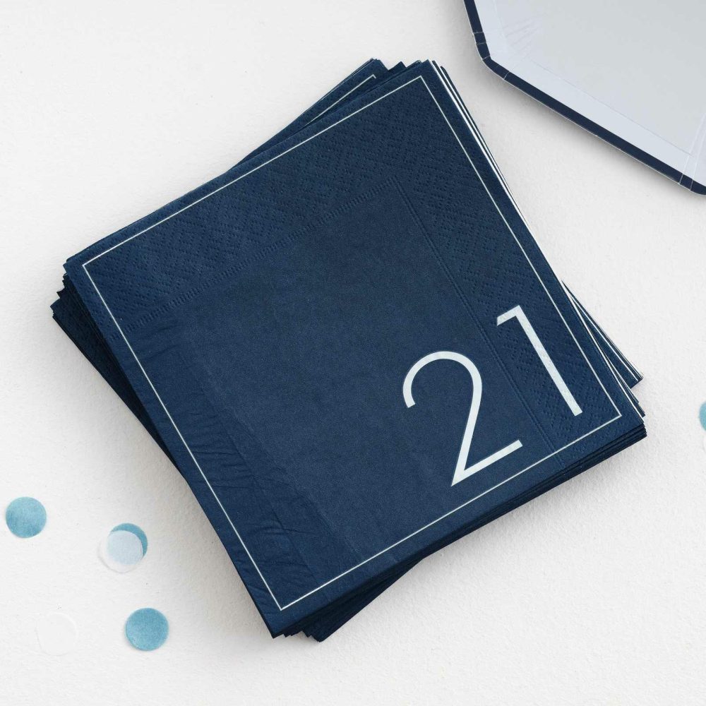 Paper Napkins |   Navy 21St Birthday Milestone Paper Napkins Paper Napkins Paper Napkins