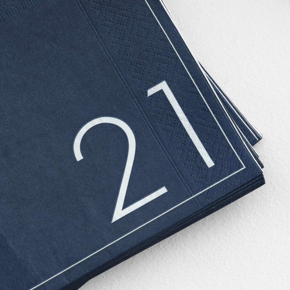 Paper Napkins |   Navy 21St Birthday Milestone Paper Napkins Paper Napkins Paper Napkins