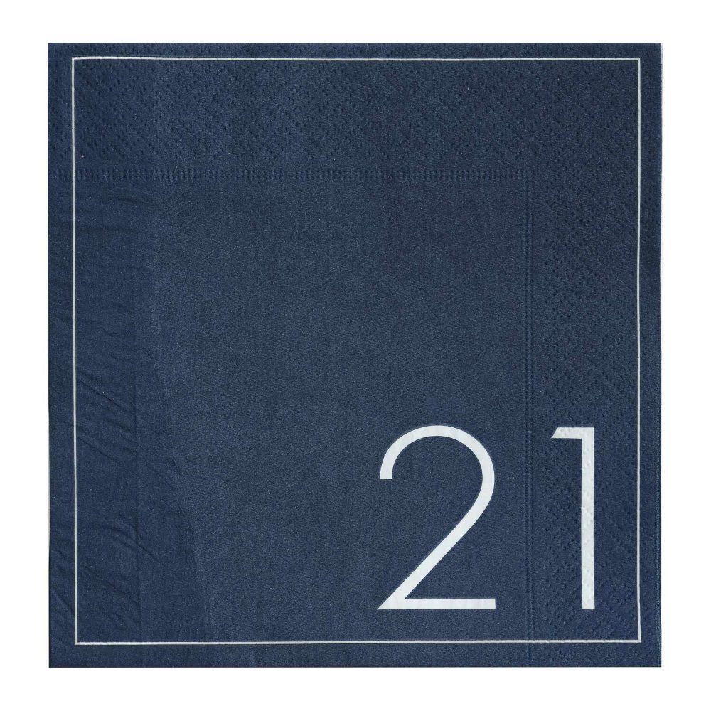 Paper Napkins |   Navy 21St Birthday Milestone Paper Napkins Paper Napkins Paper Napkins