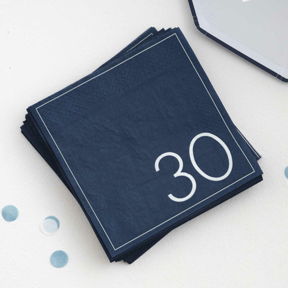 Paper Napkins |   Navy 30Th Birthday Milestone Paper Napkins Paper Napkins Paper Napkins