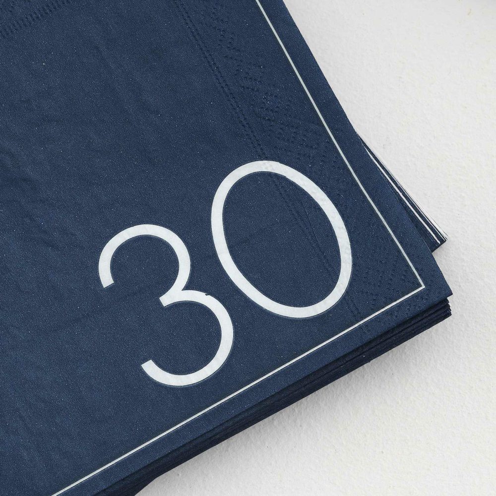 Paper Napkins |   Navy 30Th Birthday Milestone Paper Napkins Paper Napkins Paper Napkins