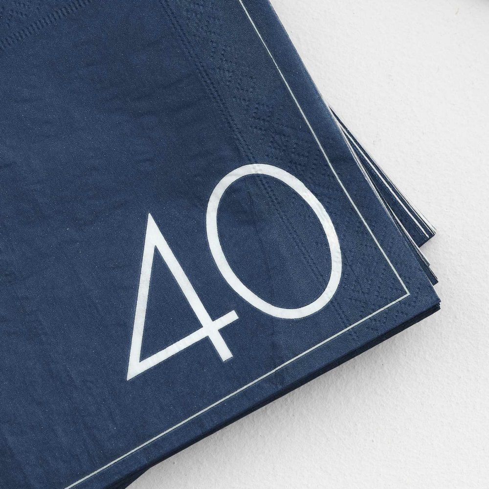 Paper Napkins |   Navy 40Th Birthday Milestone Paper Napkins Paper Napkins Paper Napkins