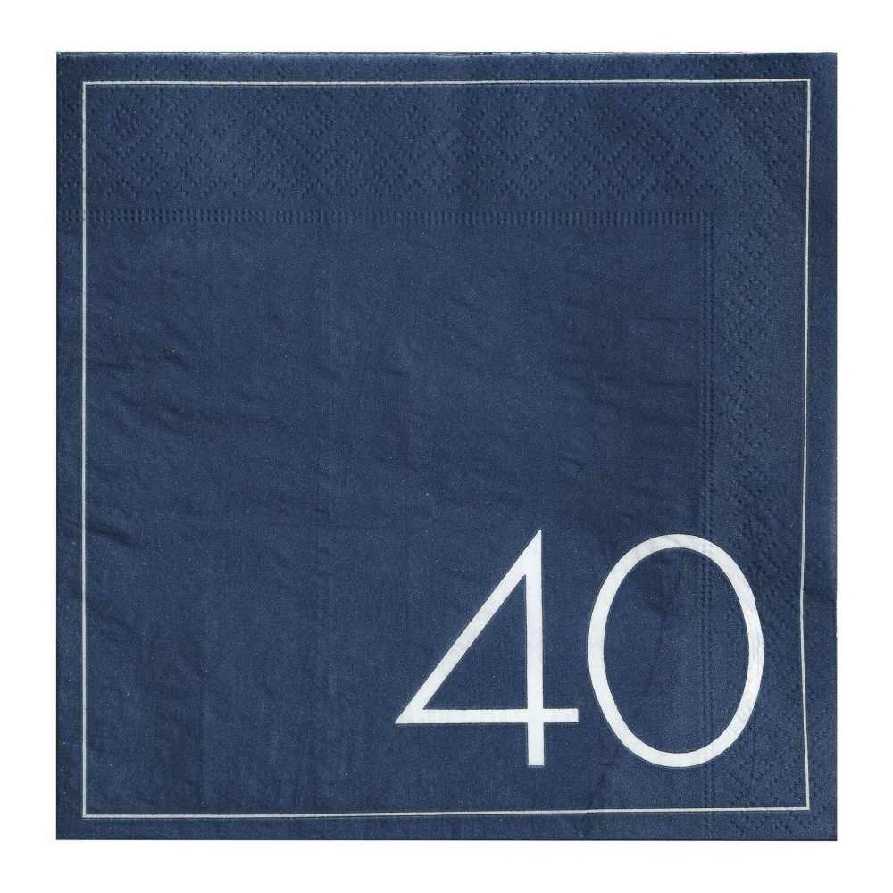 Paper Napkins |   Navy 40Th Birthday Milestone Paper Napkins Paper Napkins Paper Napkins