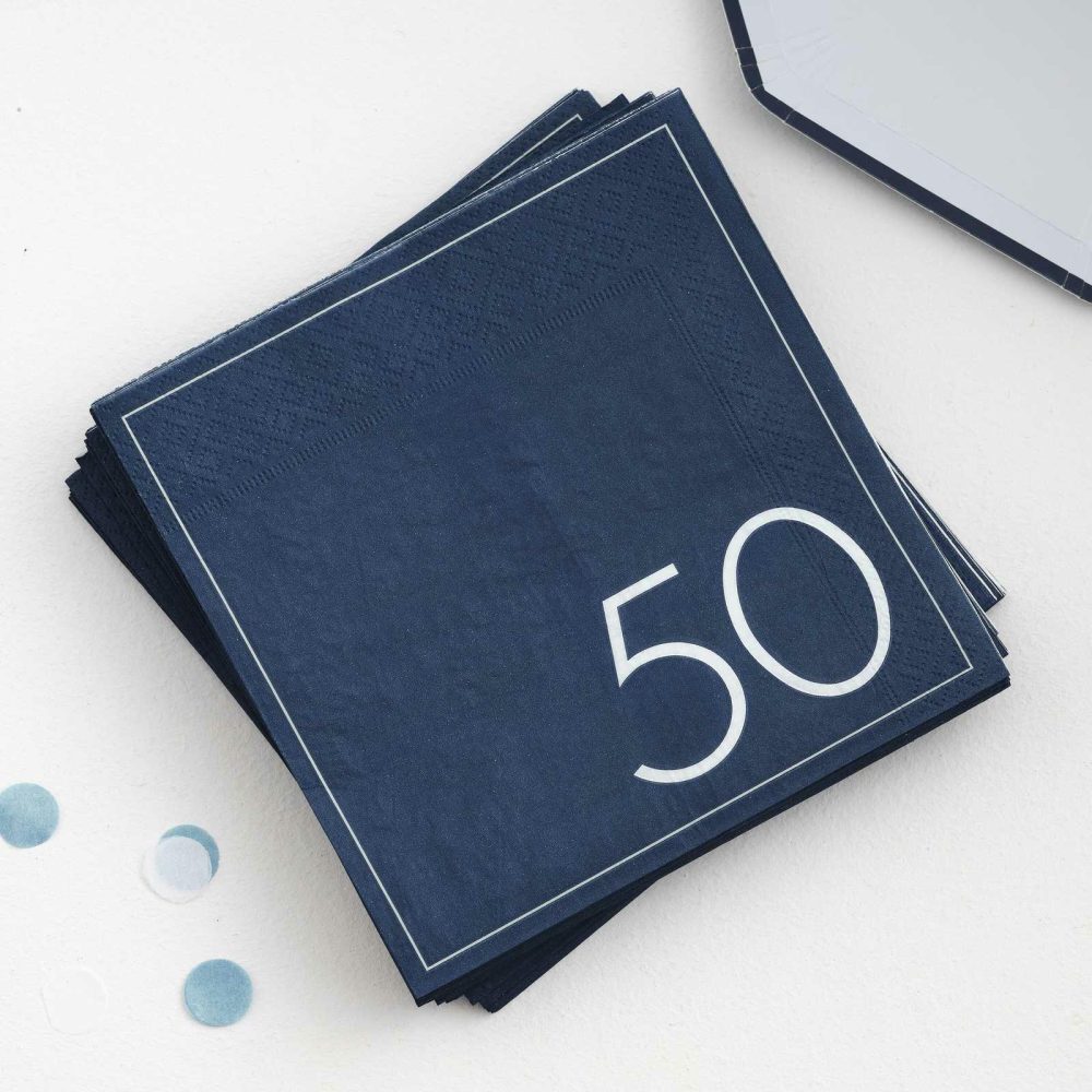 Paper Napkins |   Navy 50Th Birthday Milestone Paper Napkins Paper Napkins Paper Napkins