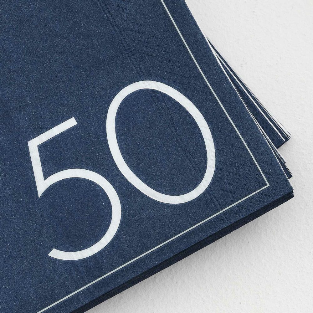 Paper Napkins |   Navy 50Th Birthday Milestone Paper Napkins Paper Napkins Paper Napkins