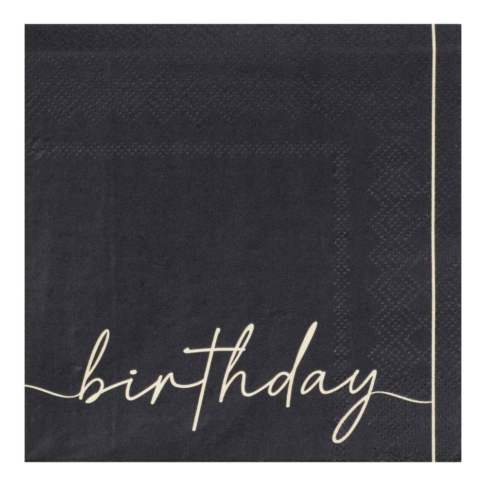 Paper Napkins |   Nude And Black Happy Birthday Birthday Paper Party Napkins Paper Napkins Paper Napkins