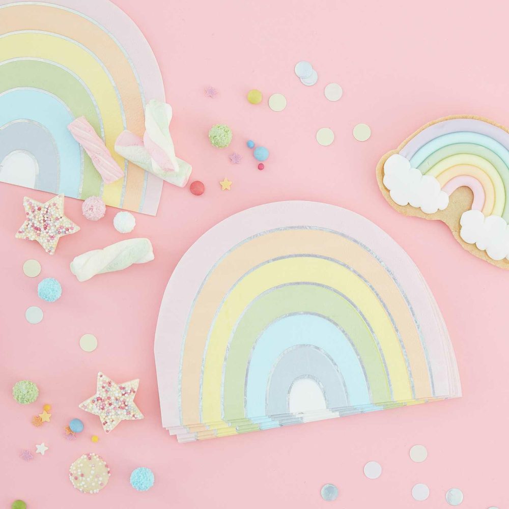 Paper Napkins |   Pastel And Iridescent Rainbow Napkins Paper Napkins Paper Napkins