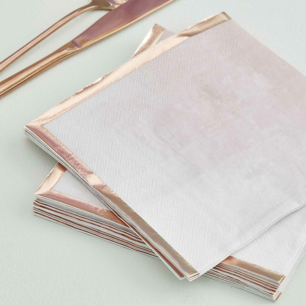 Paper Napkins |   Reactive Glaze Pink Watercolour And Rose Gold Napkins Paper Napkins Paper Napkins