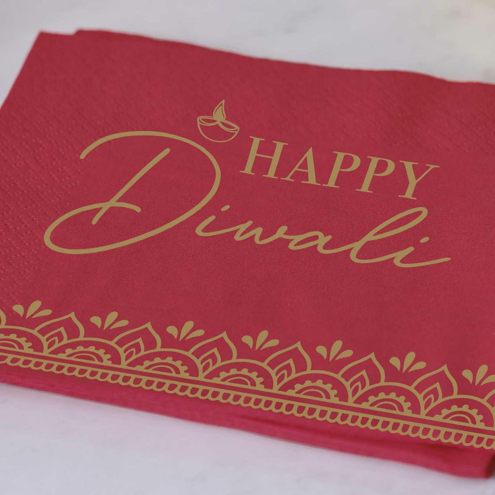 Paper Napkins |   Red Happy Diwali Paper Napkins Paper Napkins Paper Napkins