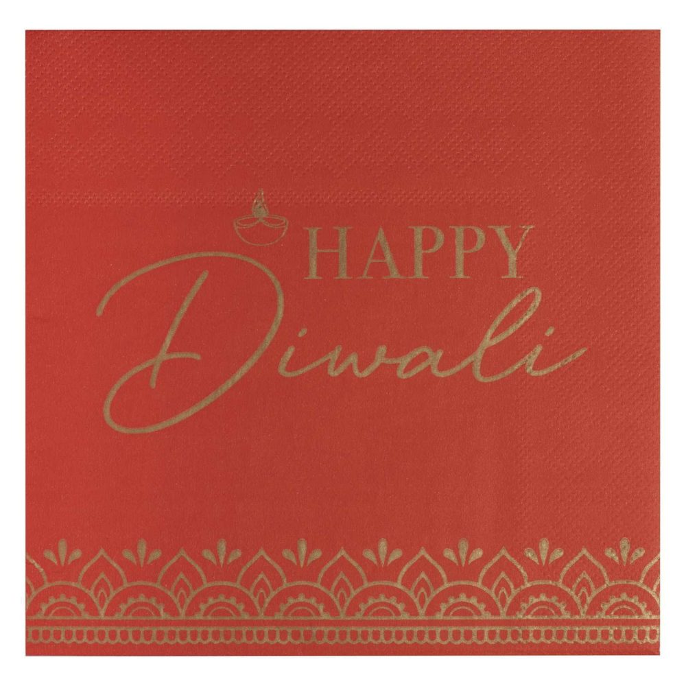 Paper Napkins |   Red Happy Diwali Paper Napkins Paper Napkins Paper Napkins