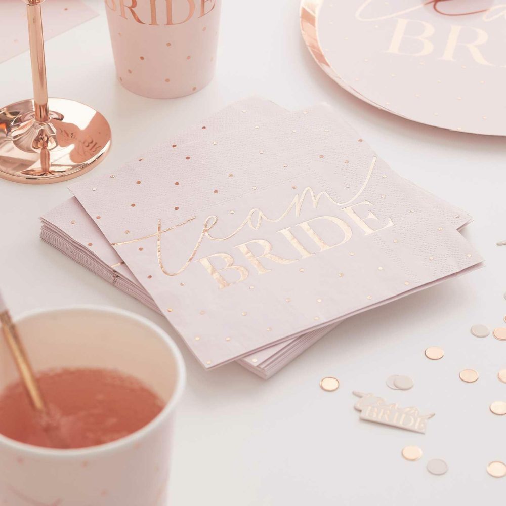 Paper Napkins |   Rose Gold Foiled Bachelorette Party Napkins Paper Napkins Paper Napkins