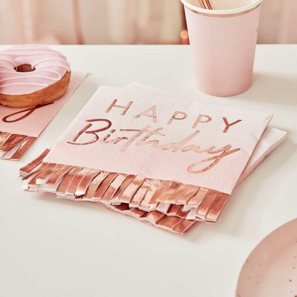 Paper Napkins |   Rose Gold & Pink Ombre Fringe Paper Napkins Paper Napkins Paper Napkins