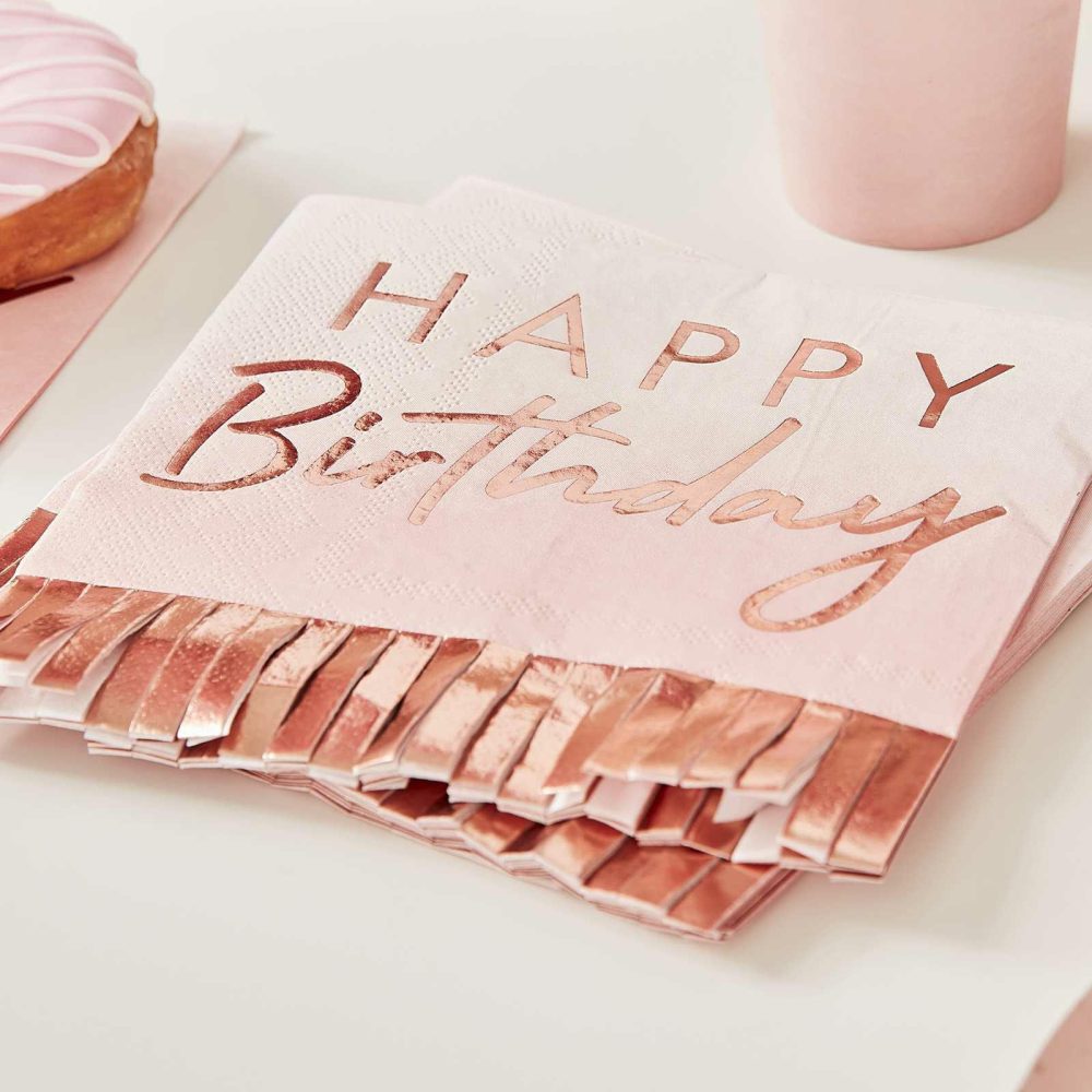 Paper Napkins |   Rose Gold & Pink Ombre Fringe Paper Napkins Paper Napkins Paper Napkins