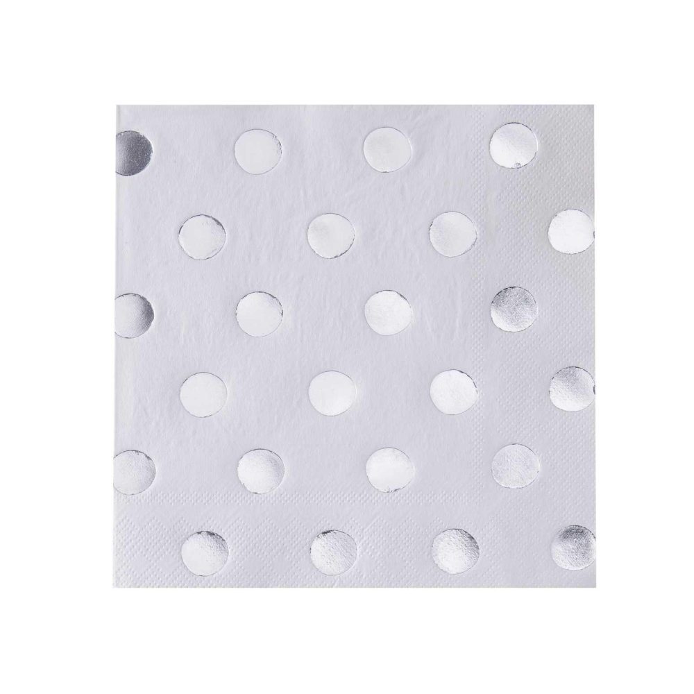 Paper Napkins |   Silver Foiled Polka Dot Party Napkins Paper Napkins Paper Napkins