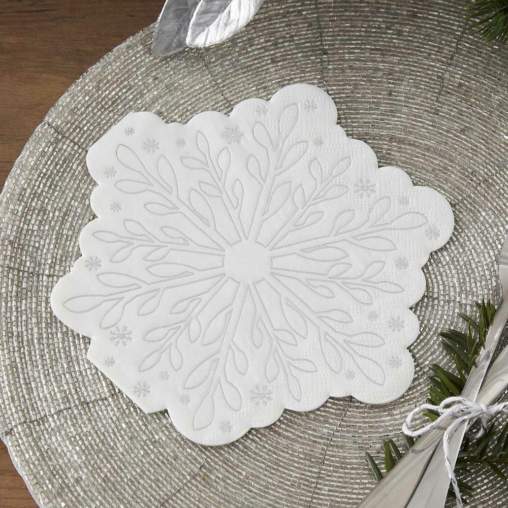 Paper Napkins |   Silver Foiled Snowflake Christmas Paper Napkins Paper Napkins Paper Napkins