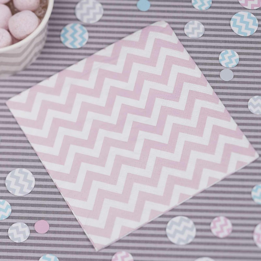 Paper Napkins |   Small Paper Napkins – Pink – Chevron Divine Paper Napkins Paper Napkins